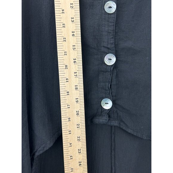 Oh My Gauze Florida Womens Size 1 Black Button Down Tunic Dress Boho Asymmetric - Picture 7 of 13